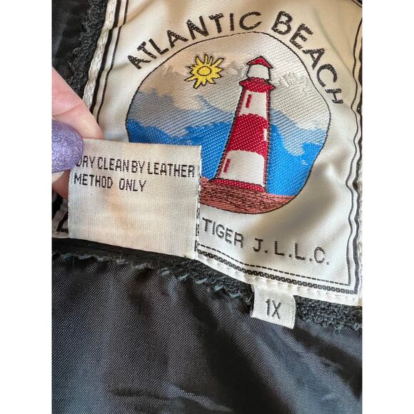 Atlantic Beach Long Collared Black Leather Trench Coat 1X NWT Streetwear‎ Edgy - Picture 10 of 14